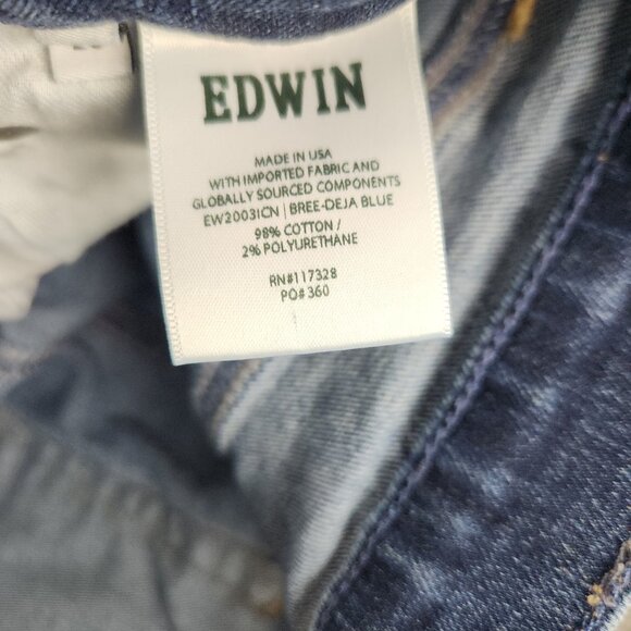 Edwin Bree Jeans Women's Size 26 Deja Blue Classic Straight Leg Mid Rise Ankle - Picture 4 of 12